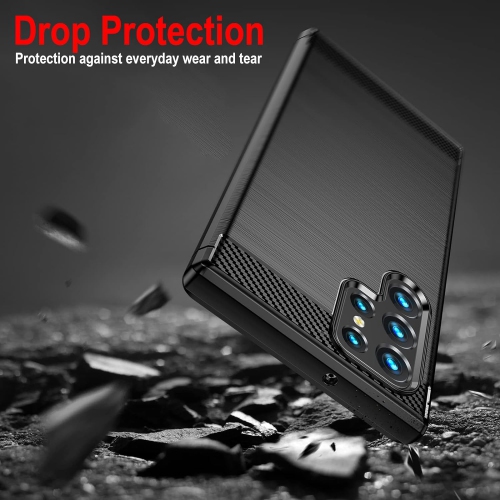 SuperShield Case for Samsung Galaxy S23 Ultra, Soft TPU Carbon Fiber Texture Anti-Scratch Shockproof Phone Case Ultra Slim Fit Hard Back Anti-Drop