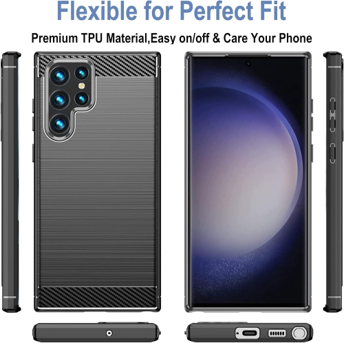 SuperShield Case for Samsung Galaxy S23 Ultra, Soft TPU Carbon Fiber Texture Anti-Scratch Shockproof Phone Case Ultra Slim Fit Hard Back Anti-Drop