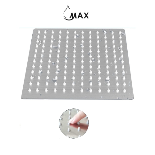 MAX Faucets Thermostatic Shower System Three Functions With Valve Square Showerhead Brushed Nickel Finish