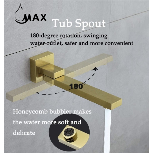 MAX Faucets Ceiling Thermostatic Shower System Three Functions With Valve Brushed Gold Finish