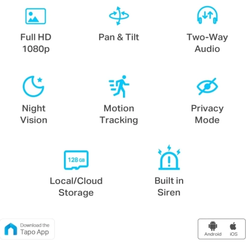 Smart Pan/Tilt Indoor Security Camera | 1080p Full HD, Motion Tracking, Night Vision