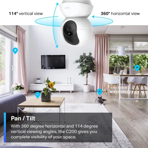 Smart Pan/Tilt Indoor Security Camera | 1080p Full HD, Motion Tracking, Night Vision