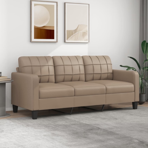vidaXL 3-Seater Sofa Cappuccino 180 cm Faux Leather