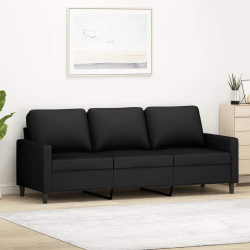 vidaXL 3-Seater Sofa Black 180 cm Velvet