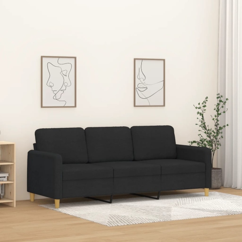 vidaXL 3-Seater Sofa Black Fabric 180 cm