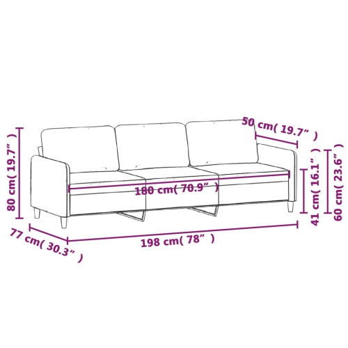 vidaXL 3-Seater Sofa Black Fabric 180 cm
