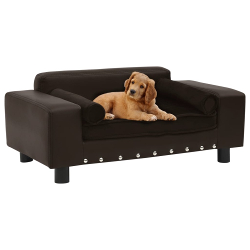 VIDAXL  Dog Sofa Brown 31.9"x16.9"x12.2" Plush And Faux Leather