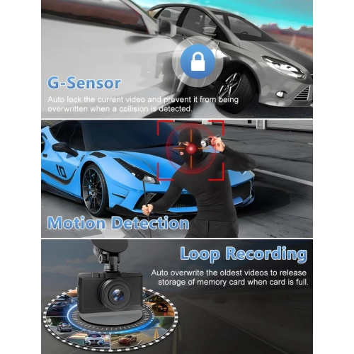 2.5K+1080P Dash Cam Front and Rear Camera | WiFi, Parking Monitor, Super Night Vision