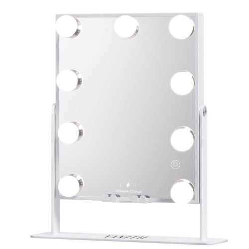 Miroir de salle de bain Hollywood VANITII avec lampe et recharge sans fil Bluetooth 25 x 30&nbsp;cm