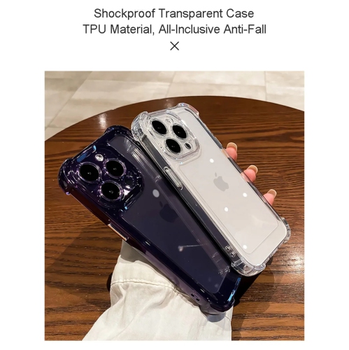 Luxury Noble Shockproof Soft Transparent Case For iPhone 15 Bumper Clear Case Cover - Purple