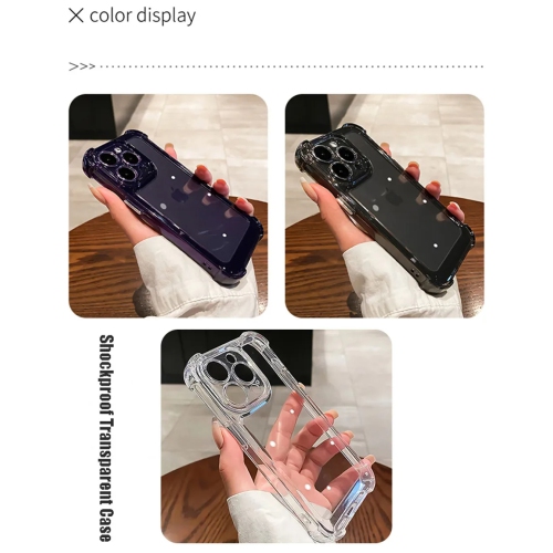 Luxury Noble Shockproof Soft Transparent Case For iPhone 15 Plus Bumper Clear Case Cover - Purple