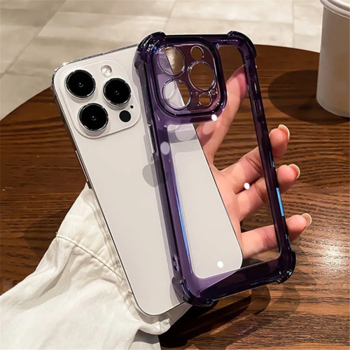 SUPERSHIELD  Luxury Noble Shockproof Soft Transparent Case for Iphone 15 Pro Bumper Clear Case Cover - In Purple