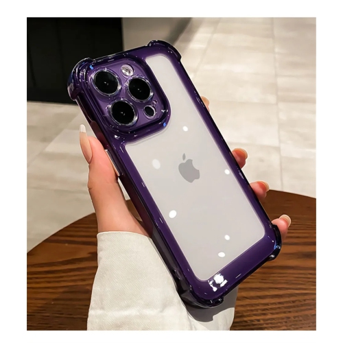 Luxury Noble Shockproof Soft Transparent Case For iPhone 15 Pro Max Bumper Clear Case Cover - Purple
