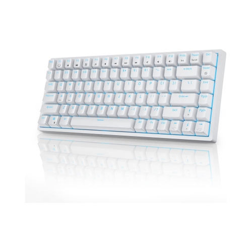 Blue Backlit 75% Triple Mode BT5.0/2.4G/USB-C Hot Swappable Mechanical Keyboard, 84 Keys Tenkeyless Mechanical Keyboard w/Detachable Frame & Programm