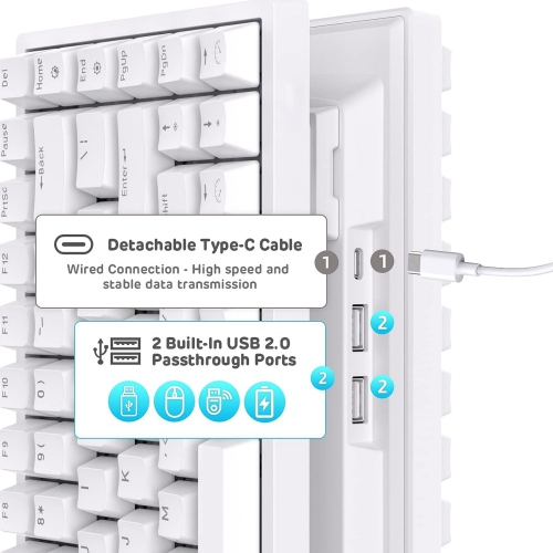 Blue Backlit 75% Triple Mode BT5.0/2.4G/USB-C Hot Swappable Mechanical Keyboard, 84 Keys Tenkeyless Mechanical Keyboard w/Detachable Frame &
