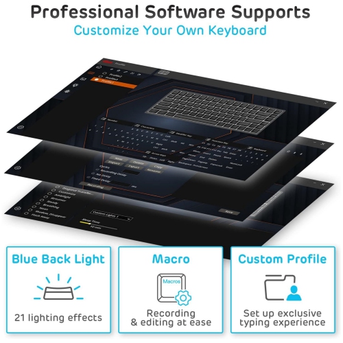 Blue Backlit 75% Triple Mode BT5.0/2.4G/USB-C Hot Swappable Mechanical Keyboard, 84 Keys Tenkeyless Mechanical Keyboard w/Detachable Frame &