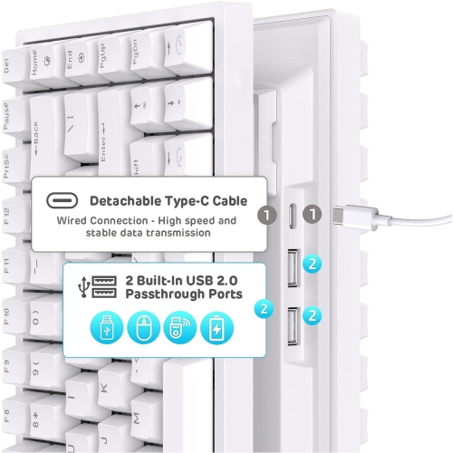Blue Backlit 75% Triple Mode BT5.0/2.4G/USB-C Hot Swappable Mechanical Keyboard, 84 Keys Tenkeyless Mechanical Keyboard w/Detachable Frame &