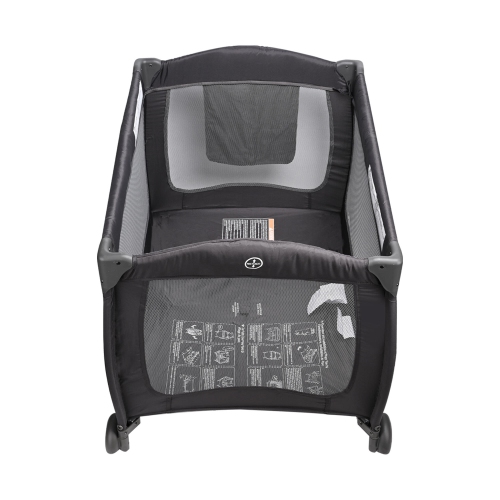 2-in-1 Foldable Baby Playard and Bassinet with Wheels for Freely Moving, Portable Crib Bed Play Yard Weight to 30lbs