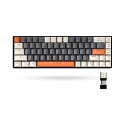 60% Wireless Mechanical Keyboard, Bluetooth 5.0/2.4GHz with Dual Mode 2-in-1 Receiver, Compact 68-Key Hot Swappable Ergonomic Gaming Keyboard, Clicky