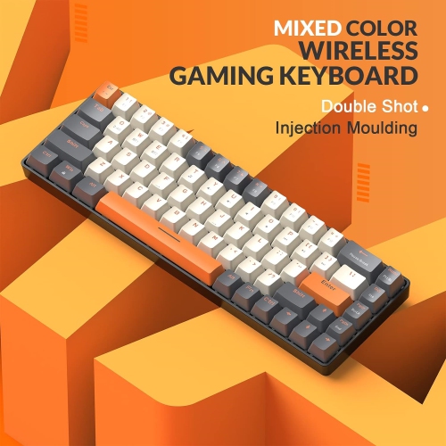60% Wireless Mechanical Keyboard, Bluetooth 5.0/2.4GHz with Dual Mode 2-in-1 Receiver, Compact 68-Key Hot Swappable Ergonomic Gaming Keyboard, Clicky