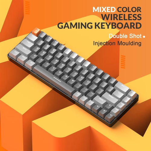 60% Wireless Mechanical Keyboard, Bluetooth 5.0/2.4GHz with Dual Mode 2-in-1 Receiver, Compact 68-Key Hot Swappable Ergonomic Gaming Keyboard, Clicky
