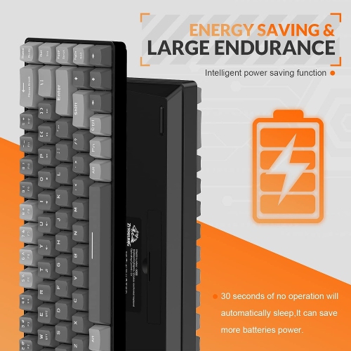 60% Wireless Mechanical Keyboard, Bluetooth 5.0/2.4GHz with Dual Mode 2-in-1 Receiver, Compact 68-Key Hot Swappable Ergonomic Gaming Keyboard, Clicky