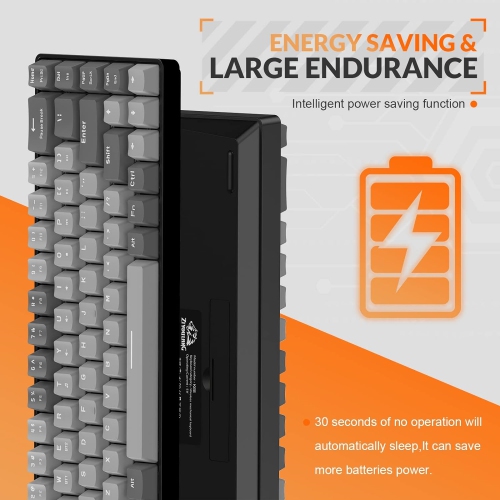 60% Wireless Mechanical Keyboard, Bluetooth 5.0/2.4GHz with Dual Mode 2-in-1 Receiver, Compact 68-Key Hot Swappable Ergonomic Gaming Keyboard, Clicky