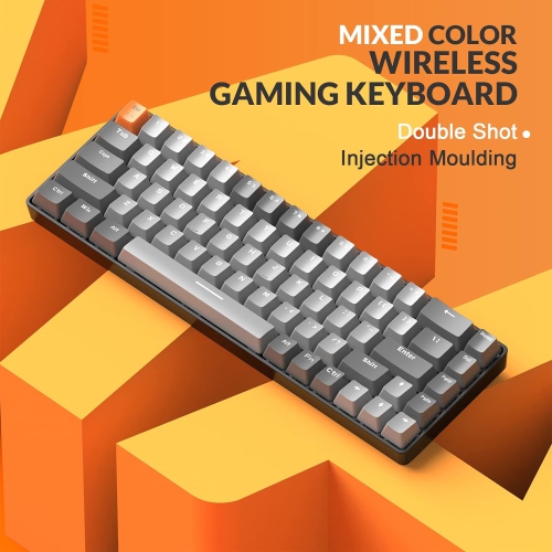60% Wireless Mechanical Keyboard, Bluetooth 5.0/2.4GHz with Dual Mode 2-in-1 Receiver, Compact 68-Key Hot Swappable Ergonomic Gaming Keyboard, Clicky