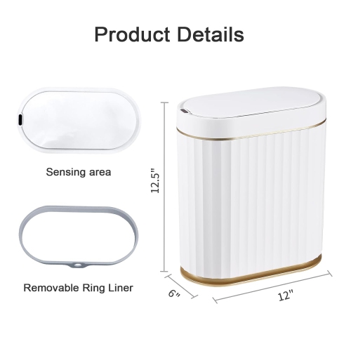 MODERN Trash Can with Lid Automatic Garbage Can, 2 Gallon Slim Small Plastic Smart Trash Bin, 8 L