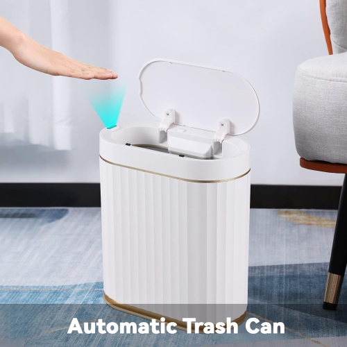 MODERN Trash Can with Lid Automatic Garbage Can, 2 Gallon Slim Small Plastic Smart Trash Bin, 8 L