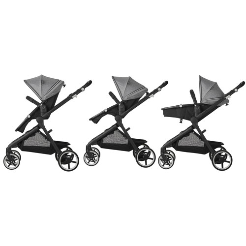 Image 5 of 8.. Evenflo Gold SensorSafe Pivot Xpand Smart Modular Travel System w/ LiteMax Infant Car Seat - Moonstone Grey