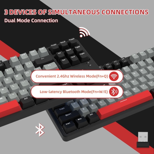 75% Wireless Mechanical Keyboard, Bluetooth/2.4G Dual Mode, 87 Keys Compact TKL Hot Swappable Gaming Keyboard, Keycaps Linear Blue Switch Custom