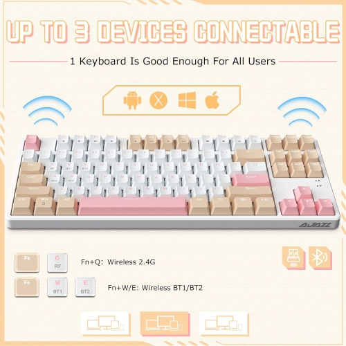 75% Wireless Mechanical Keyboard, Bluetooth/2.4G Dual Mode, 87 Keys Compact TKL Hot Swappable Gaming Keyboard, Keycaps Linear Blue Switch Custom