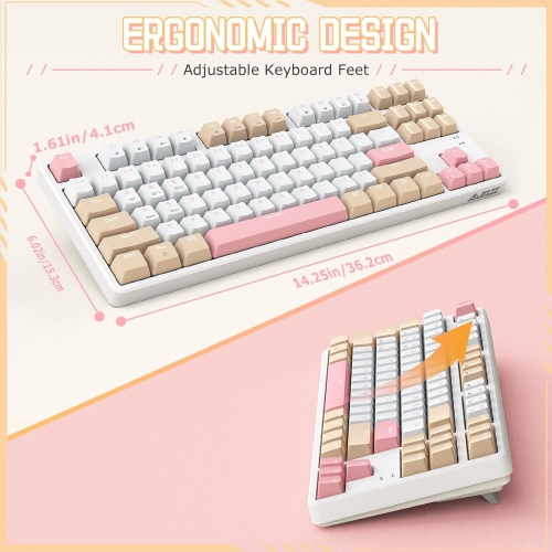 75% Wireless Mechanical Keyboard, Bluetooth/2.4G Dual Mode, 87 Keys Compact TKL Hot Swappable Gaming Keyboard, Keycaps Linear Red Switch Custom