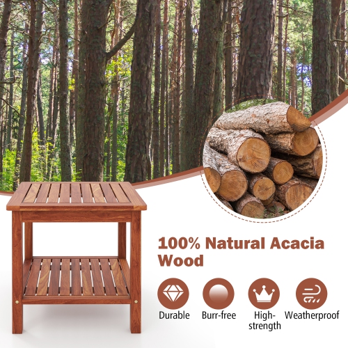 Gymax 2 Pieces Adirondack Outdoor Side Table Patio 2-Tier Square End Table Sturdy Coffee Table