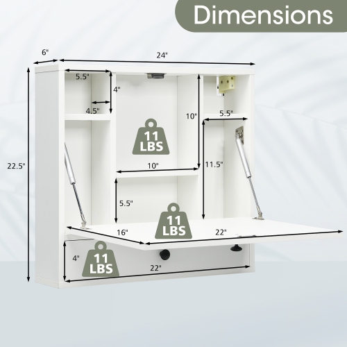 Gymax Wall-mounted Desk Floating Computer Workstation w/ Storage Shelves Home Office