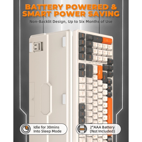 Wireless Mechanical Keyboard, Dual Mode 2.4G/BT5.0 2-in-1 Receiver, 100 Keys Hot Swappable Red Switches Gaming Keyboard with Number Pad for PC