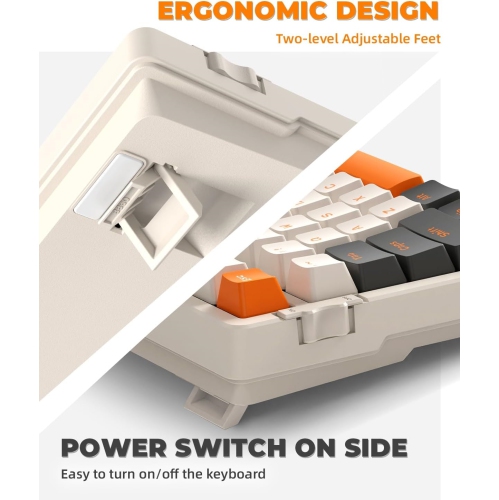 Wireless Mechanical Keyboard, Dual Mode 2.4G/BT5.0 2-in-1 Receiver, 100 Keys Hot Swappable Red Switches Gaming Keyboard with Number Pad for PC