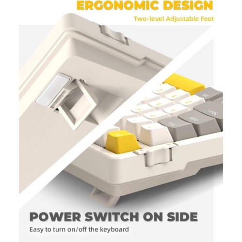 Wireless Mechanical Keyboard, Dual Mode 2.4G/BT5.0 2-in-1 Receiver, 100 Keys Hot Swappable Red Switches Gaming Keyboard with Pad for PC