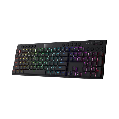 Wireless RGB Mechanical Keyboard, Bluetooth/2.4Ghz/Wired Tri-Mode Ultra-Thin Low Profile Gaming Keyboard w/No-Lag Cordless Connection, Dedicated