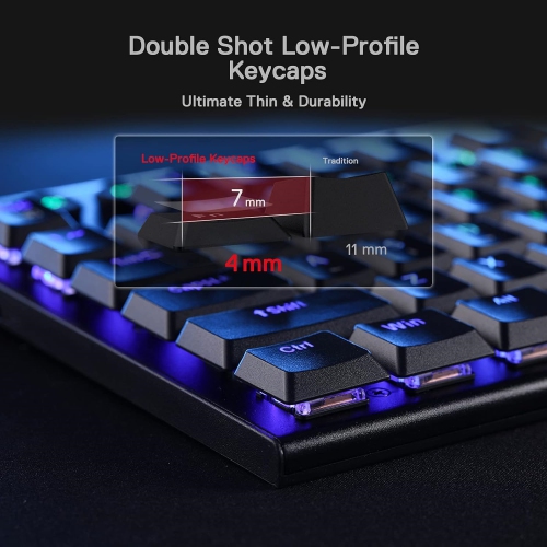 Wireless RGB Mechanical Keyboard, Bluetooth/2.4Ghz/Wired Tri-Mode Ultra-Thin Low Profile Gaming Keyboard w/No-Lag Cordless Connection, Dedicated