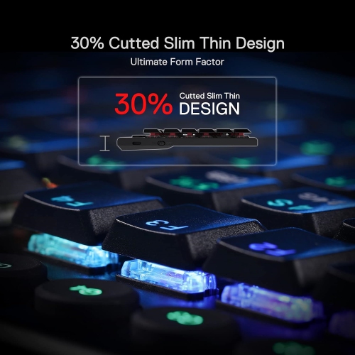 Wireless RGB Mechanical Keyboard, Bluetooth/2.4Ghz/Wired Tri-Mode Ultra-Thin Low Profile Gaming Keyboard w/No-Lag Cordless Connection, Dedicated