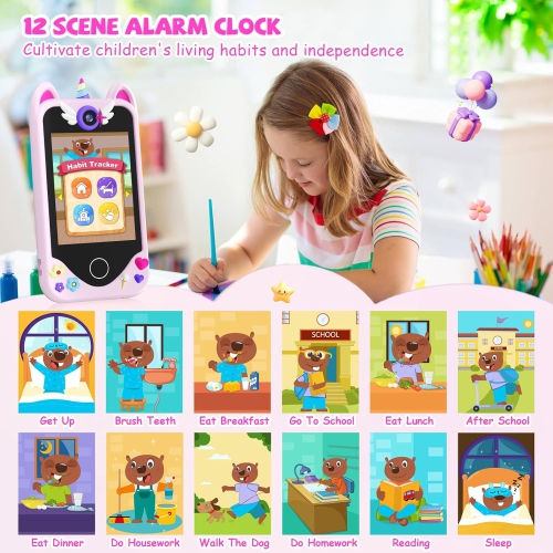 Kids Smart Toy Phone – Touchscreen Learning Device with Dual Cameras, Music, Games & 32GB Card – Perfect Gift for Girls Ages 3–10