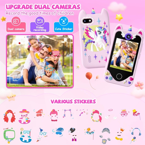 Kids Smart Toy Phone – Touchscreen Learning Device with Dual Cameras, Music, Games & 32GB Card – Perfect Gift for Girls Ages 3–10