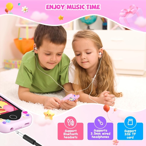 Kids Smart Toy Phone – Touchscreen Learning Device with Dual Cameras, Music, Games & 32GB Card – Perfect Gift for Girls Ages 3–10