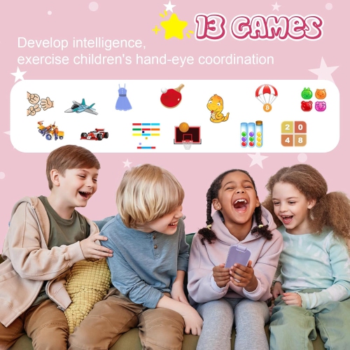 Téléphone intelligent jouet pour enfants – écran tactile de 2,8&nbsp;po, deux caméras, MP3, 13 jeux de casse-tête, moniteur d'habitudes – cadeau