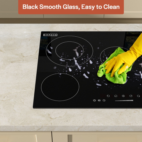 Empava 30 Inch Electric Radiant Cooktop with 5 Burners, 7200W Electric Stove Top with Kid Safety Lock, EMPV-30REC13