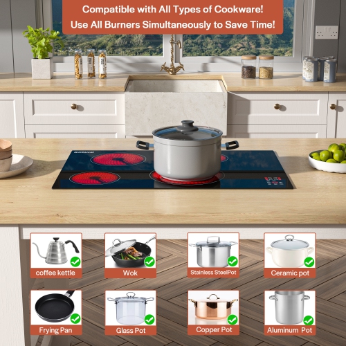 Empava 30 Inch Electric Radiant Cooktop with 4 Burners EMPV-30REC12