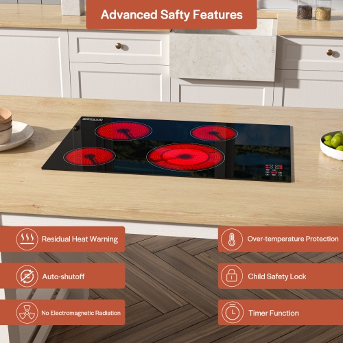 Empava 30 Inch Electric Radiant Cooktop with 4 Burners EMPV-30REC12