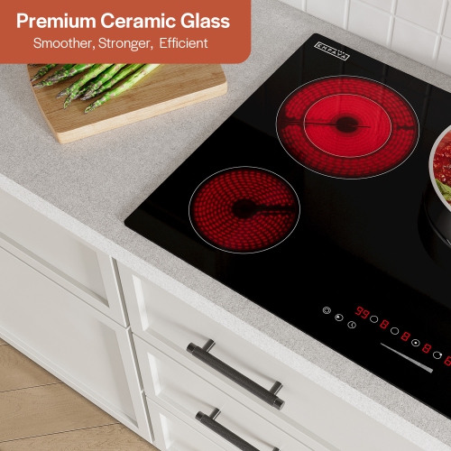 Empava 36 Inch Electric Radiant Cooktop with 5 Burners, 9 Heating Level Glass Smooth Surface in Black EMPV-36REC14